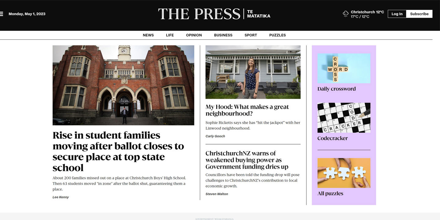 Masthead websites banner image